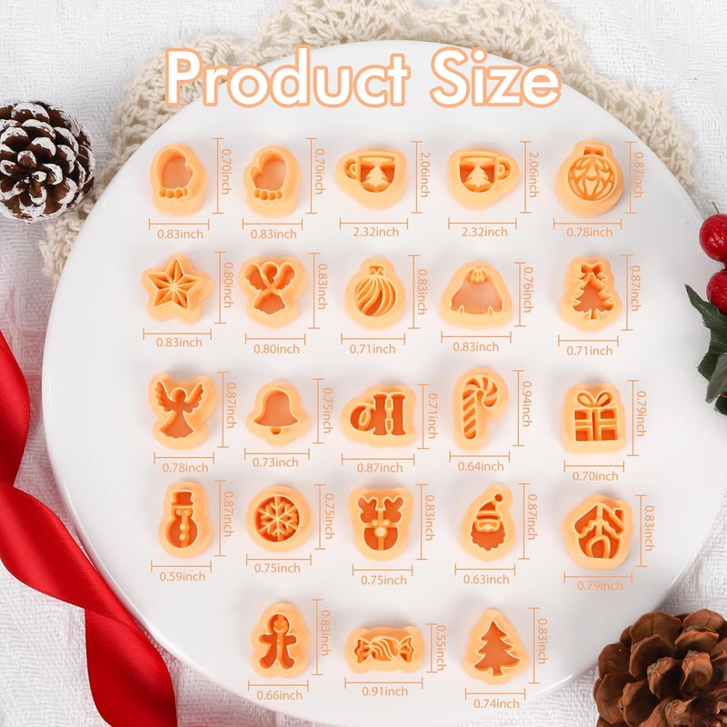 Puocaon Christmas Polymer Clay Cutters - 23 Pcs Christmas Stuff Polymer Clay Cutters for Jewelry Earrings Xmas Tree Ornament Bow Santa Claus Bell Deer Swirl Candy Cane - Image 3